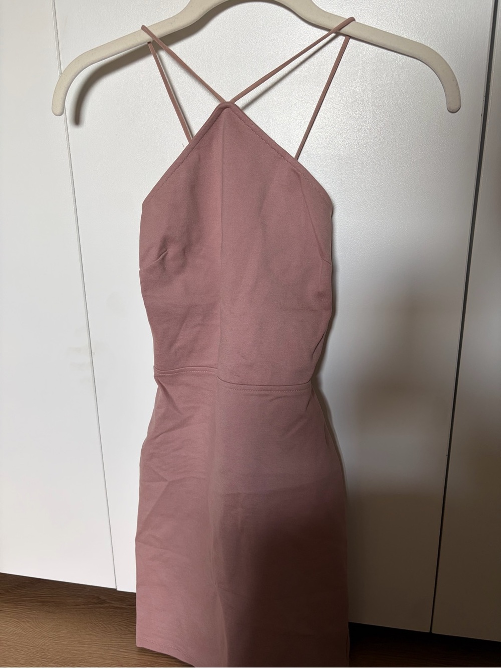 Tobi Mauve Strappy Halter Mini Dress